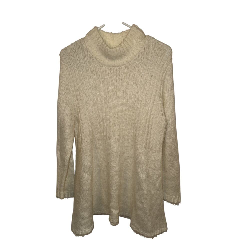 Notations Women’s white ribbed turtleneck sweater XL